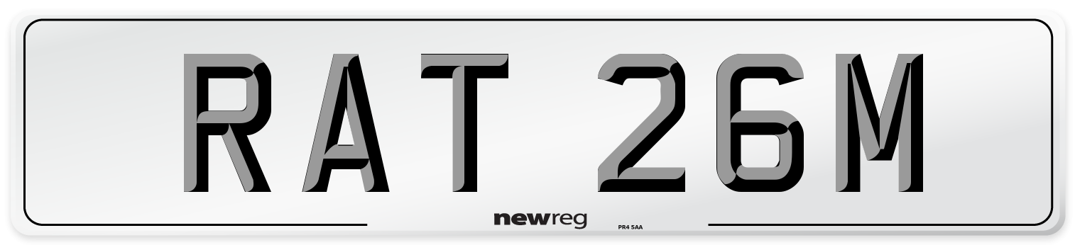 RAT 26M Number Plate from New Reg